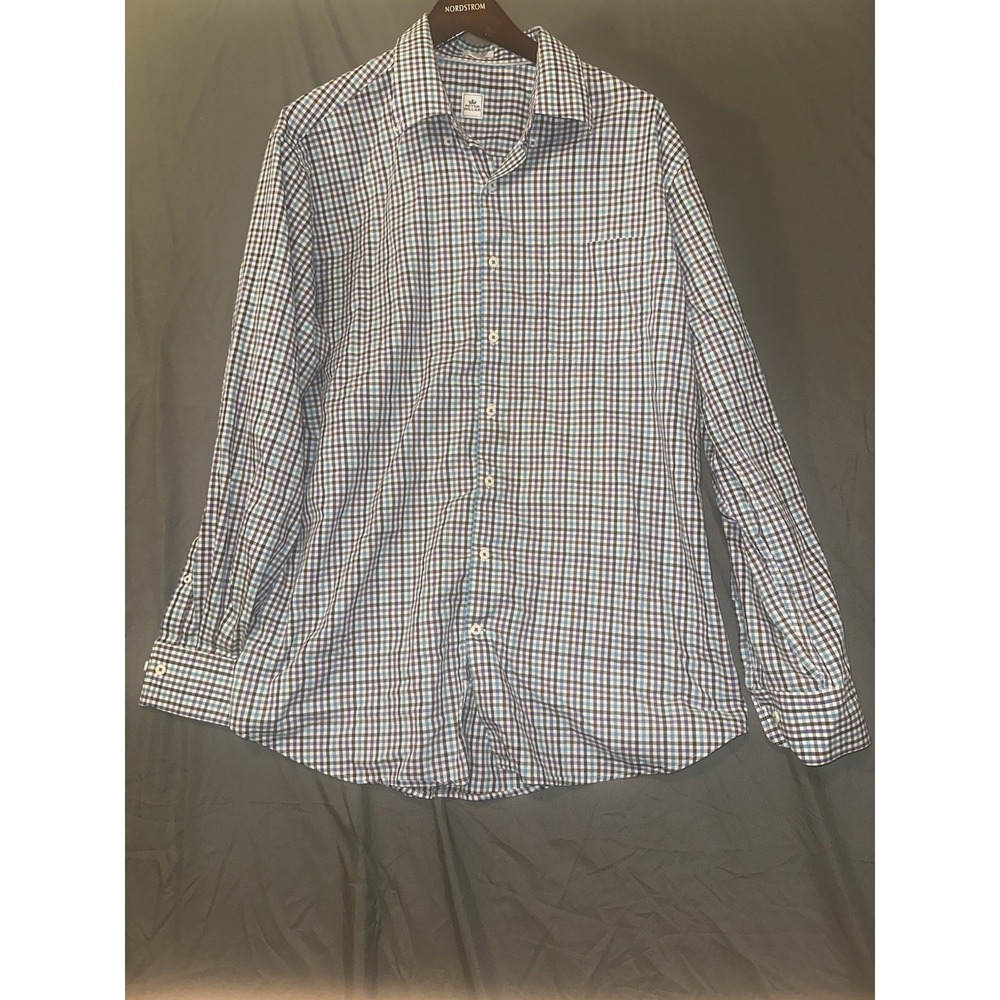Peter Millar Summer Comfort Mens XL Plaid Button Dress Shirt Long Sleeve Golf‎